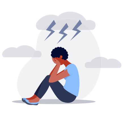 Person upset with migraine